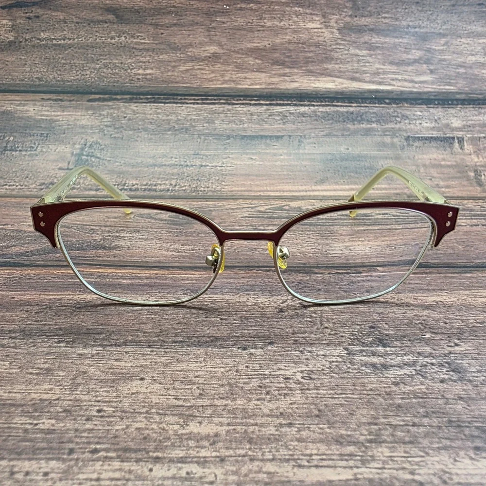 Ted Baker B237 GLD Cat Eye Eyeglasses Gold Burgundy 49-16-130 FRAMES ONLY